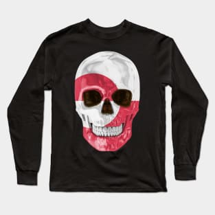 Greenland Flag Skull - Gift for Greenlandic With Roots From Greenland Long Sleeve T-Shirt